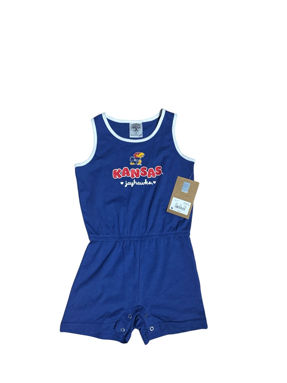 Kansas Jayhawks Blue Romper with White Trim